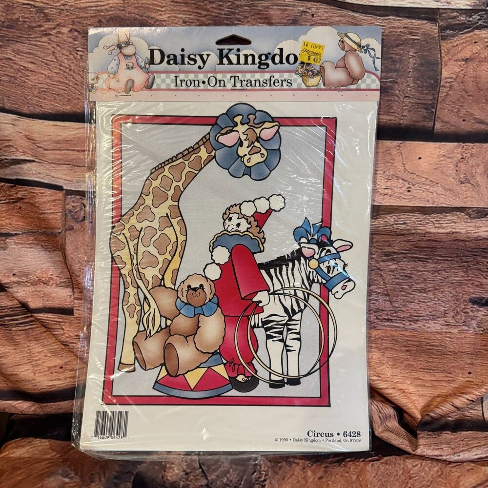 1990 Daisy Kingdom Circus 6428 Iron On Fashion Transfer Zebra Giraffe Vntg 10722